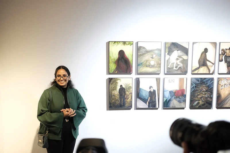 Ritika Sharma presenting her artworks, Tell All the Truth But Tell it Slant Series, 2024