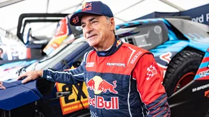 Kin Marcin / Red Bull Content Pool : Carlos Sainz is seen at the Ford Raptor T1+ Announcement for Dakar 2025 at Goodwood festival of speed at Goodwood House, Chichester, United Kingdom on July 12, 2024.