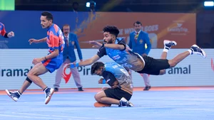 Special Arrangement : Action from the Kho Kho World Cup final between India and Nepal.