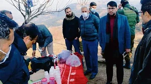 | Photo- File : Senior officials carry out an inspection at Badhaal village in Rajouri district.