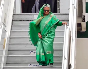 PTI : Bangladesh Ex-PM Sheikh Hasina at Delhi airport |