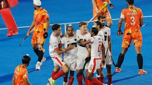 Hockey India : Soorma Hockey Club celebrate a goal against Shrachi Rarh Bengal Tigers.