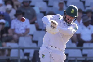 | Photo: AP/Halden Krog : SA vs PAK 2nd test Day 1: South Africa's Ryan Rickelton finishes the first days play with a score