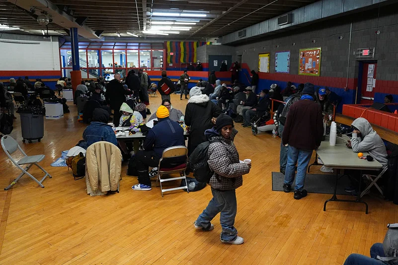 US Winter Blast Weather photos: warming shelter in Cincinnati