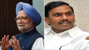 PTI : Former PM Manmohan Singh (L) and the then Telecom Minister A Raja (R)