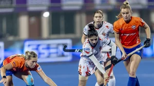 Hockey India : Action from the Women's Hockey India League match between Odisha Warriors and Shrachi Rarh Bengal Tigers.