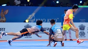 Special Arrangement : Action from India's Kho Kho World Cup match against Bhutan.