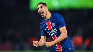 Achraf Hakimi celebrates his second-half goal on Tuesday