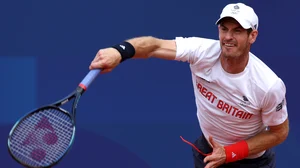 Andy Murray practicing ahead of the Olympics on Wednesday