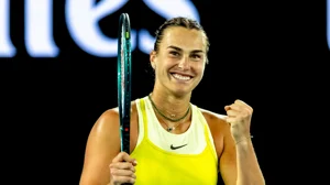 Aryna Sabalenka celebrates her win over Anastasia Pavlyuchenkova at the Australian Open