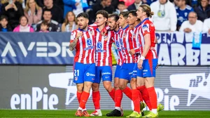 Atletico Madrid celebrate Antoine Griezmann's winner in the Copa del Rey