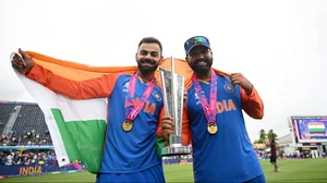 Photo: X | BCCI : Indian batters Rohit Sharma and Virat Kohli with the ICC T20 World Cup 2024.