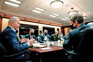 | Photo: Getty Images : Pivotal Moments: Former US President Joe Biden meets with his National Security team