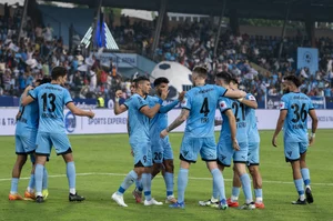 ISL | FDSL : Mumbai FC in action during ISL 2024-25 match agaisnt Hyderabad. 