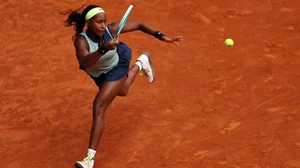 Coco Gauff in action on the clay in Madrid.