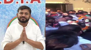 @kanhaiyakumar and PTI : Congress LS candidate Kanhaiya Kumar (right), purported video of his attack (left) 