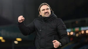 Daniel Farke celebrates Leeds' latest win