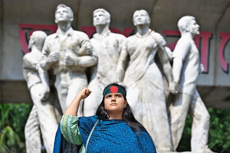 People Power: Nourin Sultana Toma, a student at Dhaka University, at the university campus in Dhaka, Bangladesh - Photo: AP