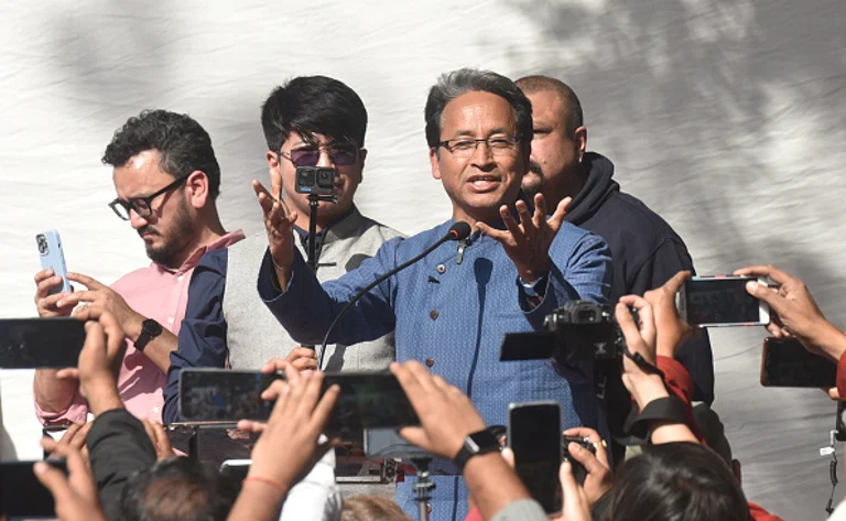 Educationist Sonam Wangchuk And Other Activists Protest At Jantar Mantar Demanding Statehood For Ladakh -  (Photo by Sonu Mehta via Getty Images)