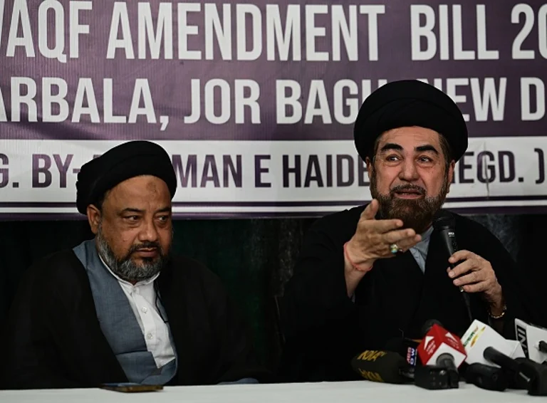 Maulana Kalbe Jawad Briefs Media At Dargah Shah-e-Mardan On WAQF Board Bill Issue - (Photo by Vipin Kumar/Hindustan Times via Getty Images)