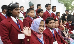 Getty Images : Resham Fatma (white scarf), acid attack victim and National Bravery Bharat Award winner from Uttar Pradesh.