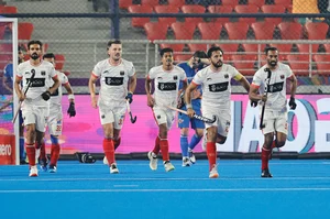 Hockey India League. : Soorma Hockey Club during the Hockey India League 2024-25 match 11. 