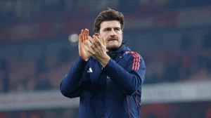 Harry Maguire celebrates Manchester United's FA Cup win over Arsenal.