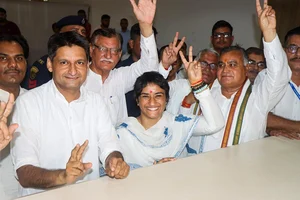 Photo: PTI : Vinesh files nomination for Haryana Assembly polls