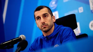 Henrikh Mkhitaryan during Inter's pre-match press conference