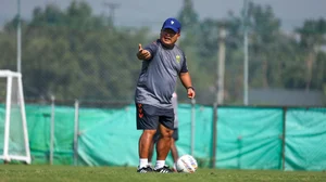 Photo: X | Hyderabad FC : Former Hyderabad FC head coach Thangboi Singto during a practice session.