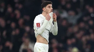 Kai Havertz reacts to seeing his penalty saved