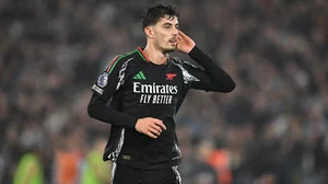 Kai Havertz celebrates after scoring against West Ham on Saturday.