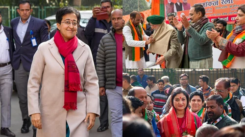 | Photo: PTI : AAPs Atishi, BJPs Ramesh Bidhuri and Congress Alka Lamba