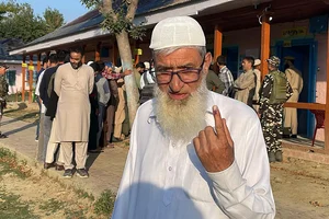 Photo: PTI/S Irfan : First phase of J-K Assembly polls