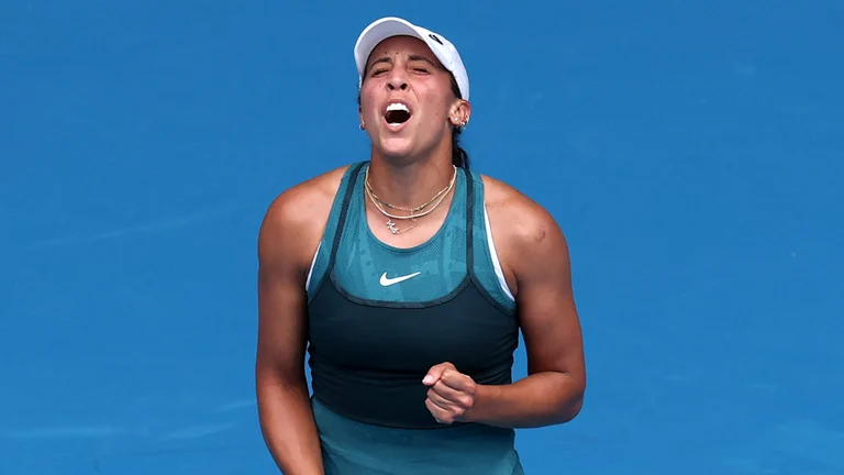 Madison Keys celebrates her win over Elena Rybakina. - null