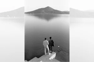 Vadehra Art Gallery : Towards an Indian gay image, Lake Pichola, Udaipur, 1983, 2021. 
A photograph by Sunil Gupta