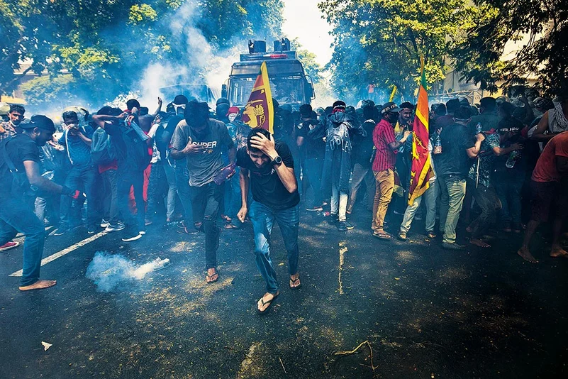 Protesters seeking the ouster of the acting president of Sri Lanka, Ranil Wickremesinghe