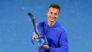 Jiri Lehecka with the trophy in Brisbane