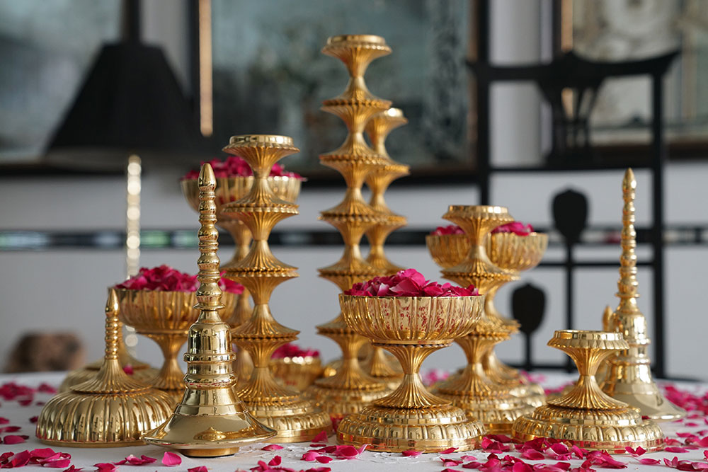 Diya - A perfect gift to illuminate your home, this Rambagh Gold Candle Stand