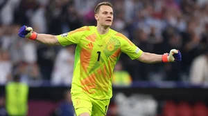 Manuel Neuer celebrates Florian Wirtz's opener against Scotland