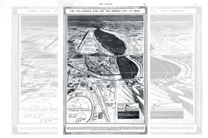 | Image courtesy: Roli Books : Blueprints for a New City: A map published in the Sphere on February 8, 1913, showing the two locations under discussion for the building of the new capital. These images have been taken from New Delhi Making of a Capital by Malvika Singh, Rudrangshu Mukherjee and Pramod Kapoor.