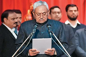 Photos: Getty Images : A Seasoned Hand: Nitish Kumar taking oath as Bihar chief minister for the ninth time after returning to the BJP-led NDA in 2024.