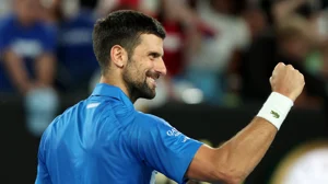 Novak Djokovic celebrates his win over Jaime Faria at the Australian Open