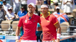 Novak Djokovic and Rafael Nadal pictured at the 2024 Olympic Games.