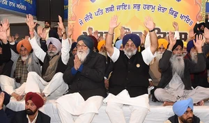 Photo: Getty Images : SAD President Sukhbir Singh Badal Addresses 'Panthic Gathering' in Golden Temple Complex