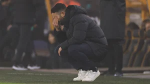 Ruben Amorim looks dejected during Manchester United's defeat at Wolves