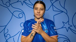 Sam Kerr posing for a portrait in September 2024.