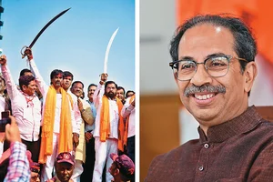 Photo: Getty Images : Tightly Contested: Manoj Jarange Patil, a reservation quota activist; Uddhav Thackeray of the Shiv Sena (UBT)