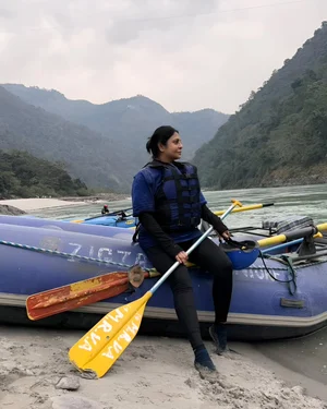 shefalishahofficial/Instagram : Shefali Shah on the banks of the river in Rishikesh