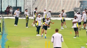 Photo: X | Subhayan Chakraborty : Mohammed Shami bowling during a practice session in Eden Gardens.